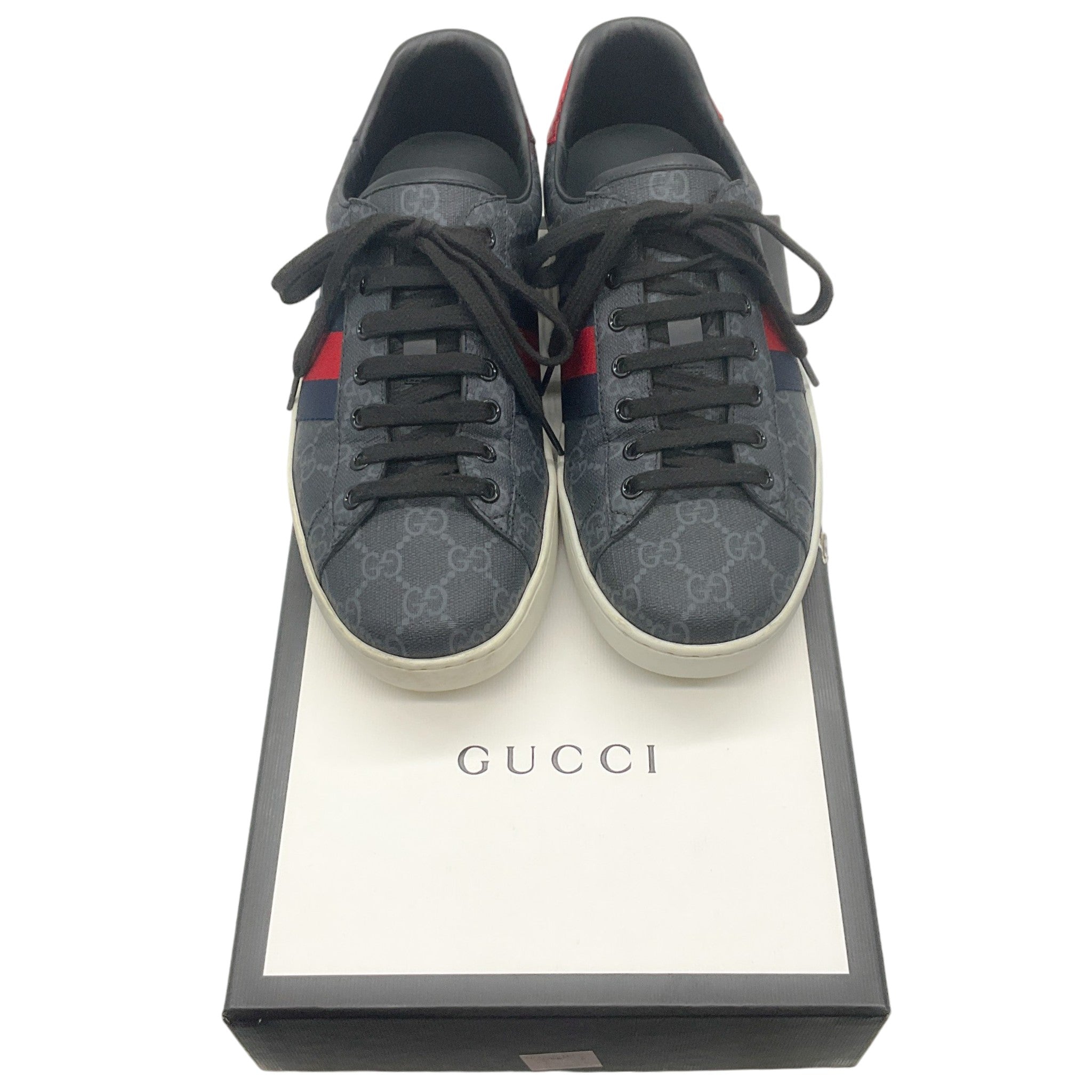 Gucci Men's Black Mono Ace GG Supreme Sneakers
