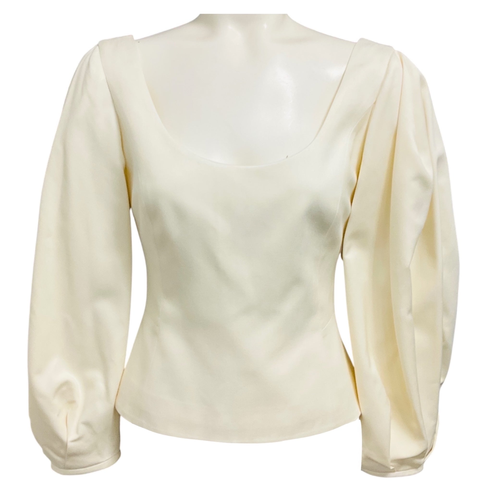 Gabriela Hearst Ivory Puff Sleeved Silk Twill Top