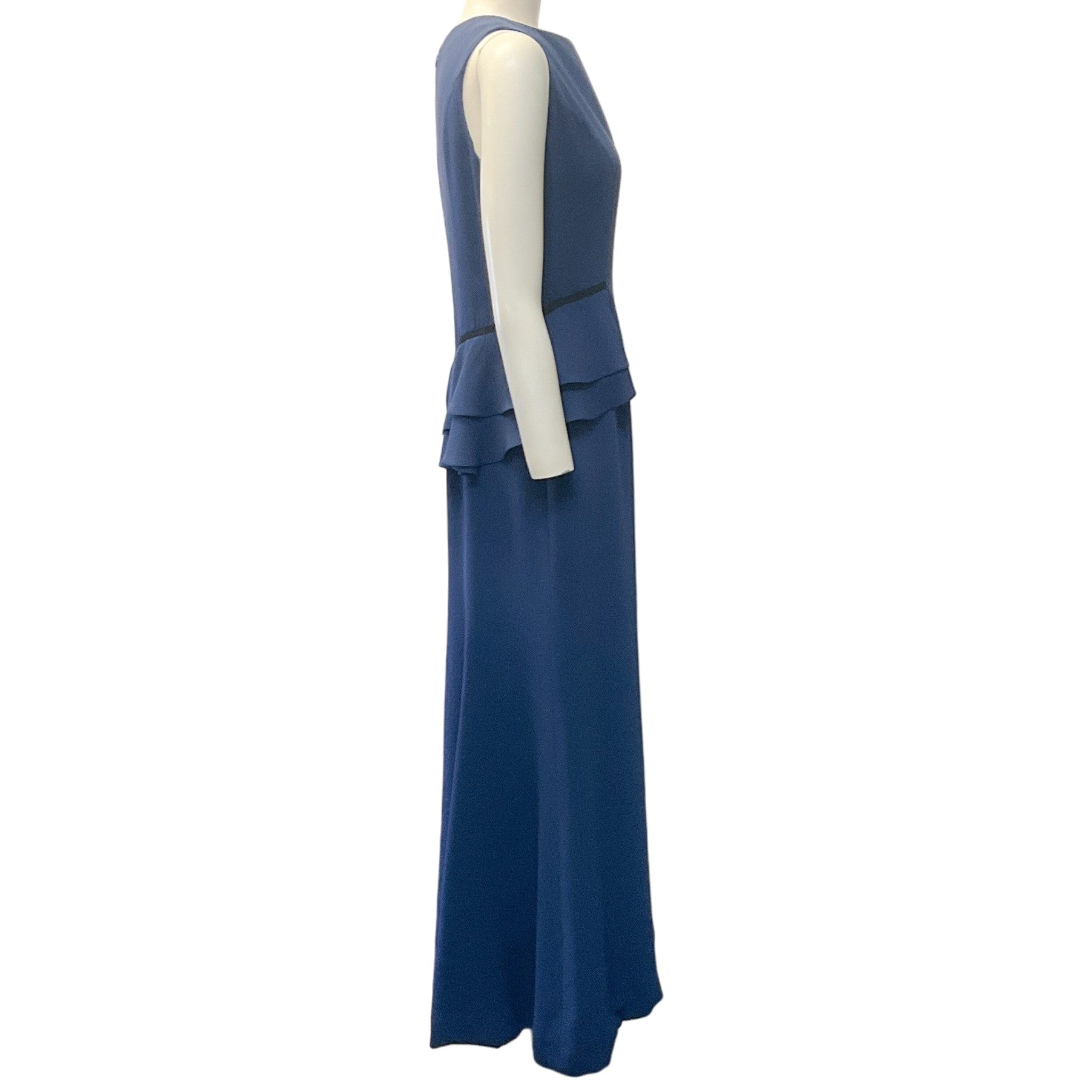Carolina Herrera Blue Silk Sleeveless Peplum Dress