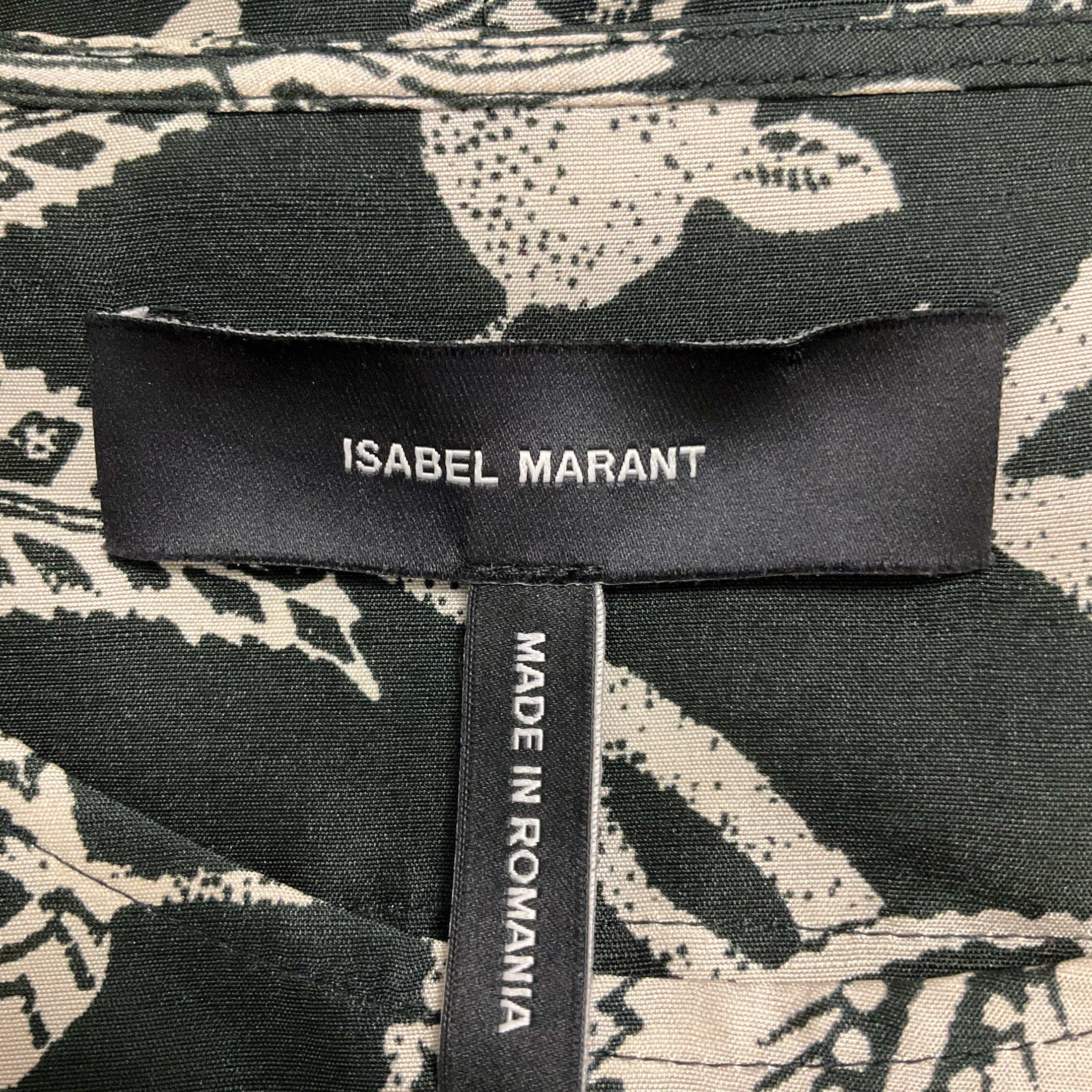 Isabel Marant Black / Ivory Printed Short Sleeved Silk Mini Dress