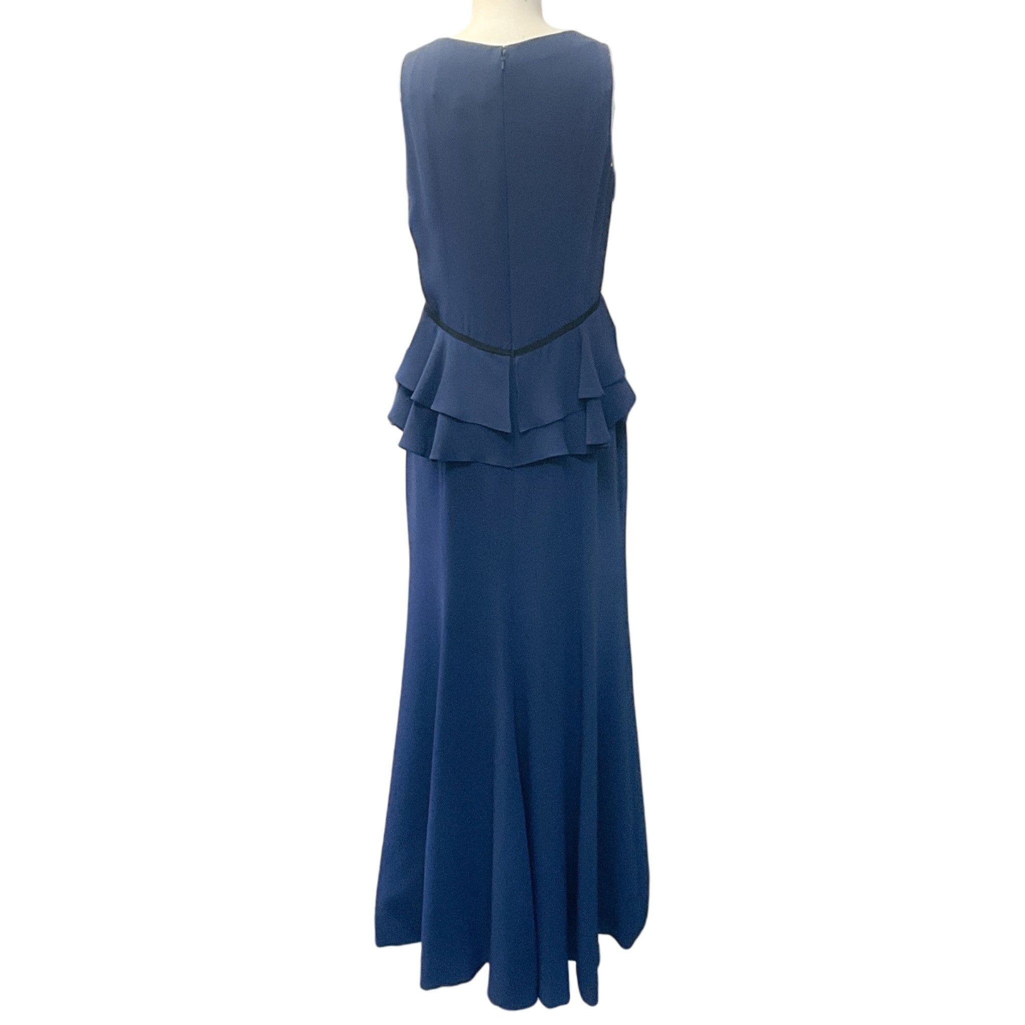 Carolina Herrera Blue Silk Sleeveless Peplum Dress
