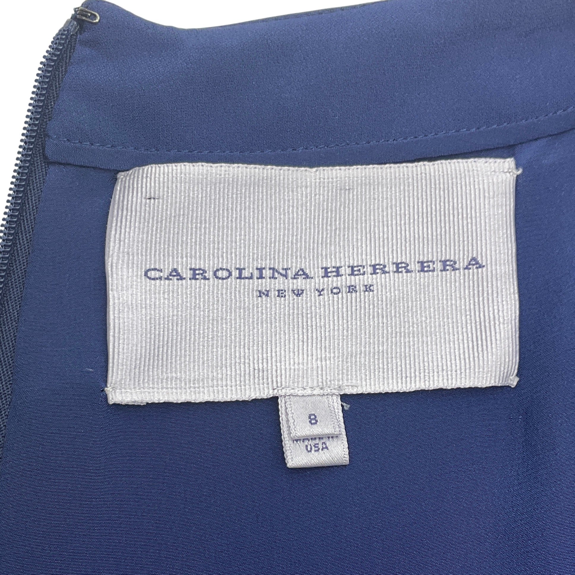 Carolina Herrera Blue Silk Sleeveless Peplum Dress
