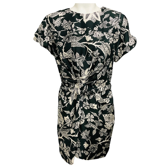 Isabel Marant Black / Ivory Printed Short Sleeved Silk Mini Dress