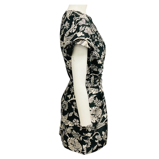 Isabel Marant Black / Ivory Printed Short Sleeved Silk Mini Dress