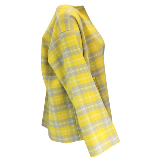 Sofie D'Hoore Yellow / Green Multi Checkered Open Front Wool Jacket