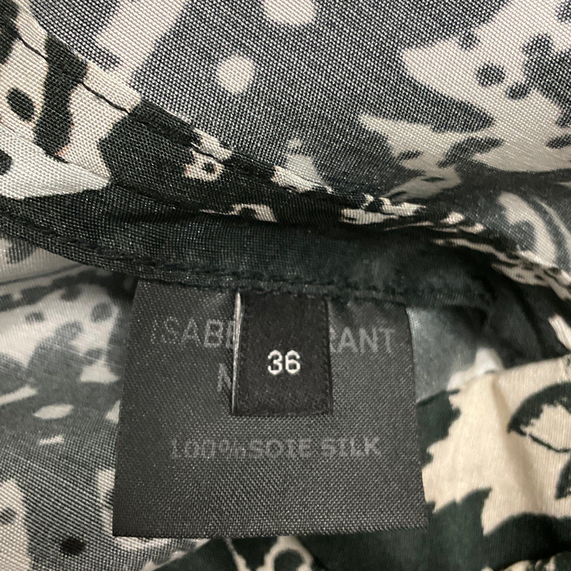 Isabel Marant Black / Ivory Floral Print Short Sleeved Silk Mini Dress