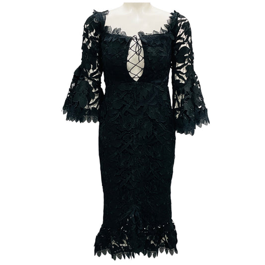 Nicholas Black Botanical Lace Midi Dress