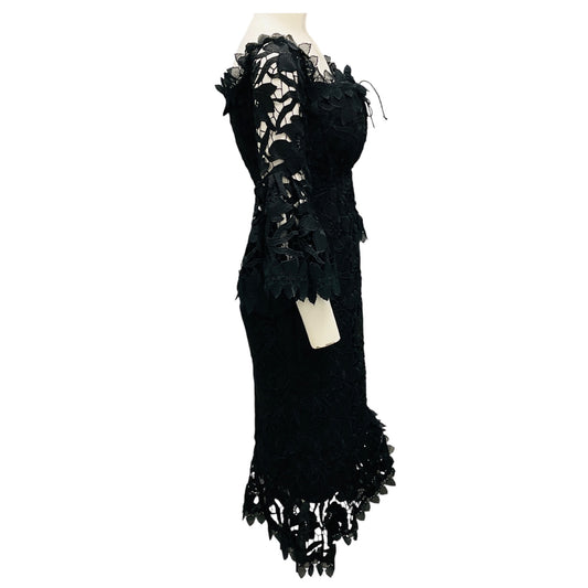 Nicholas Black Botanical Lace Midi Dress