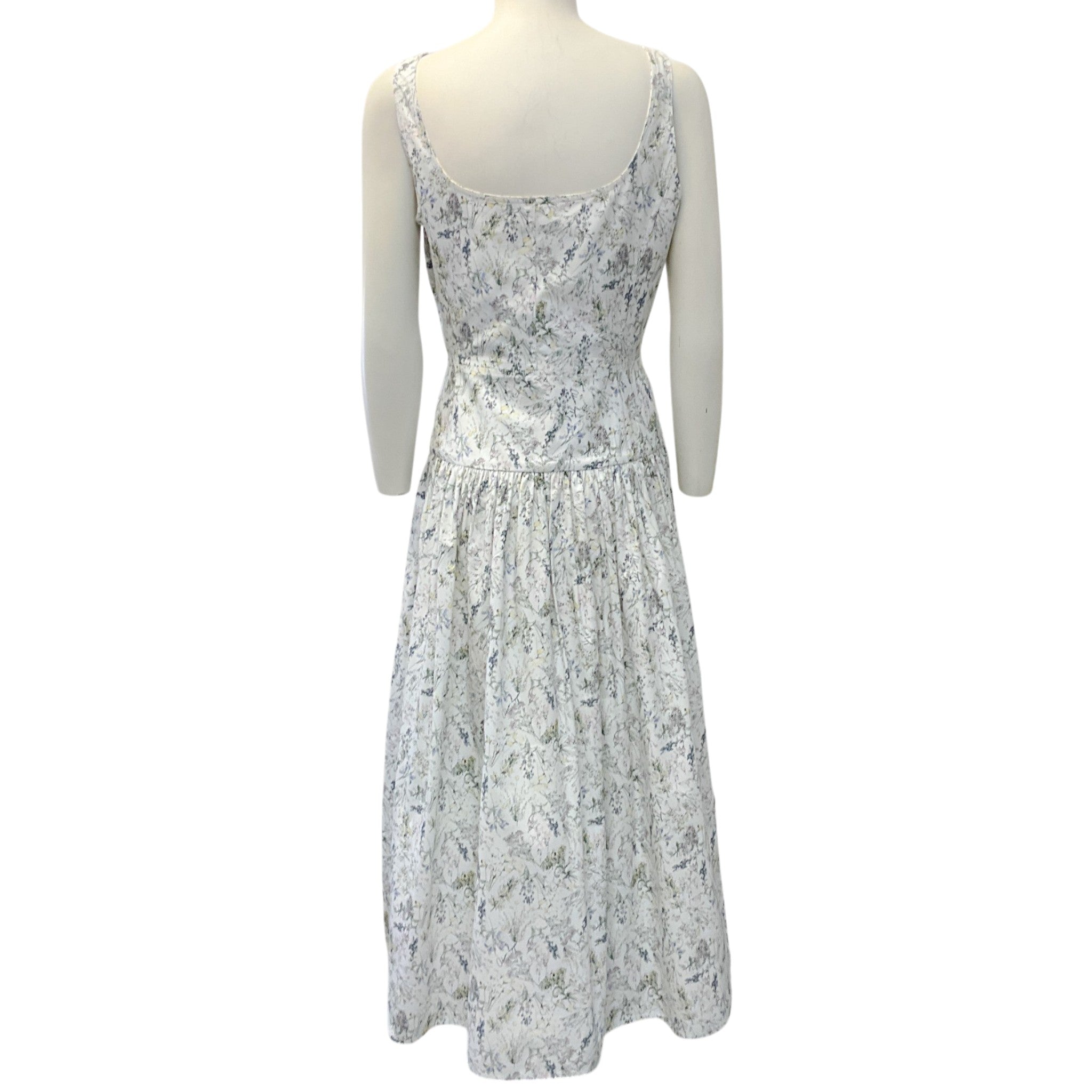 Adam Lippes White Multi Floral Cotton Cassie Midi Dress
