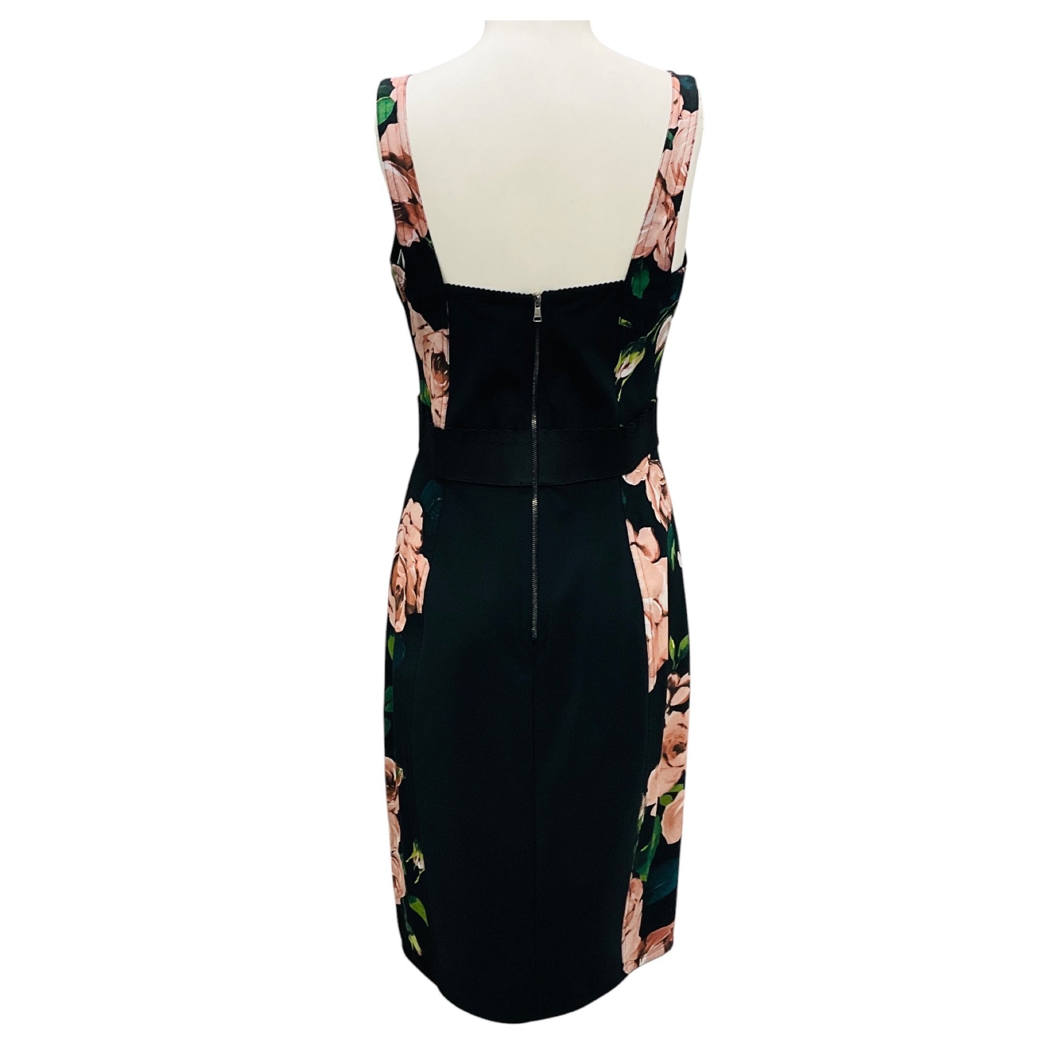Dolce & Gabbana Black / Pink Floral Bustier Cocktail Dress