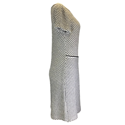 St. John Black / White 2022 Short Sleeved Woven Knit Midi Dress