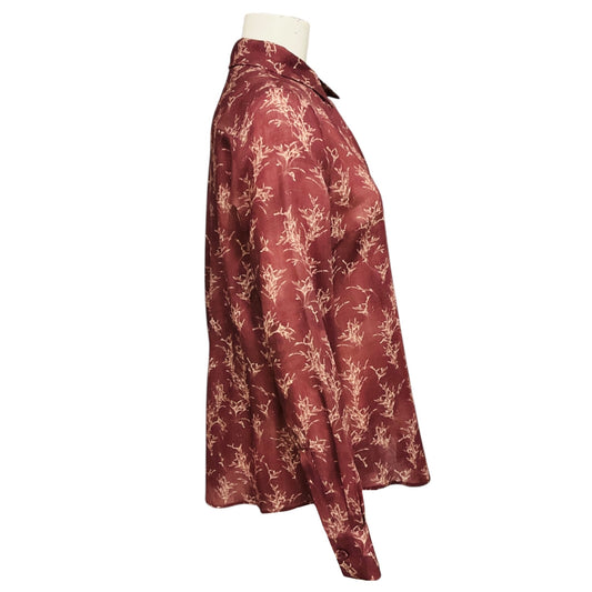 Gabriela Hearst Mauve Leaf Print Wool Henri Top