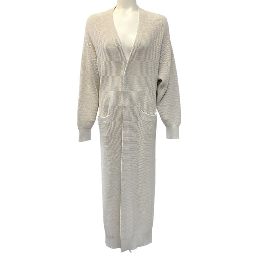 Brunello Cucinelli Beige Cotton Blend Knit Duster Sweater
