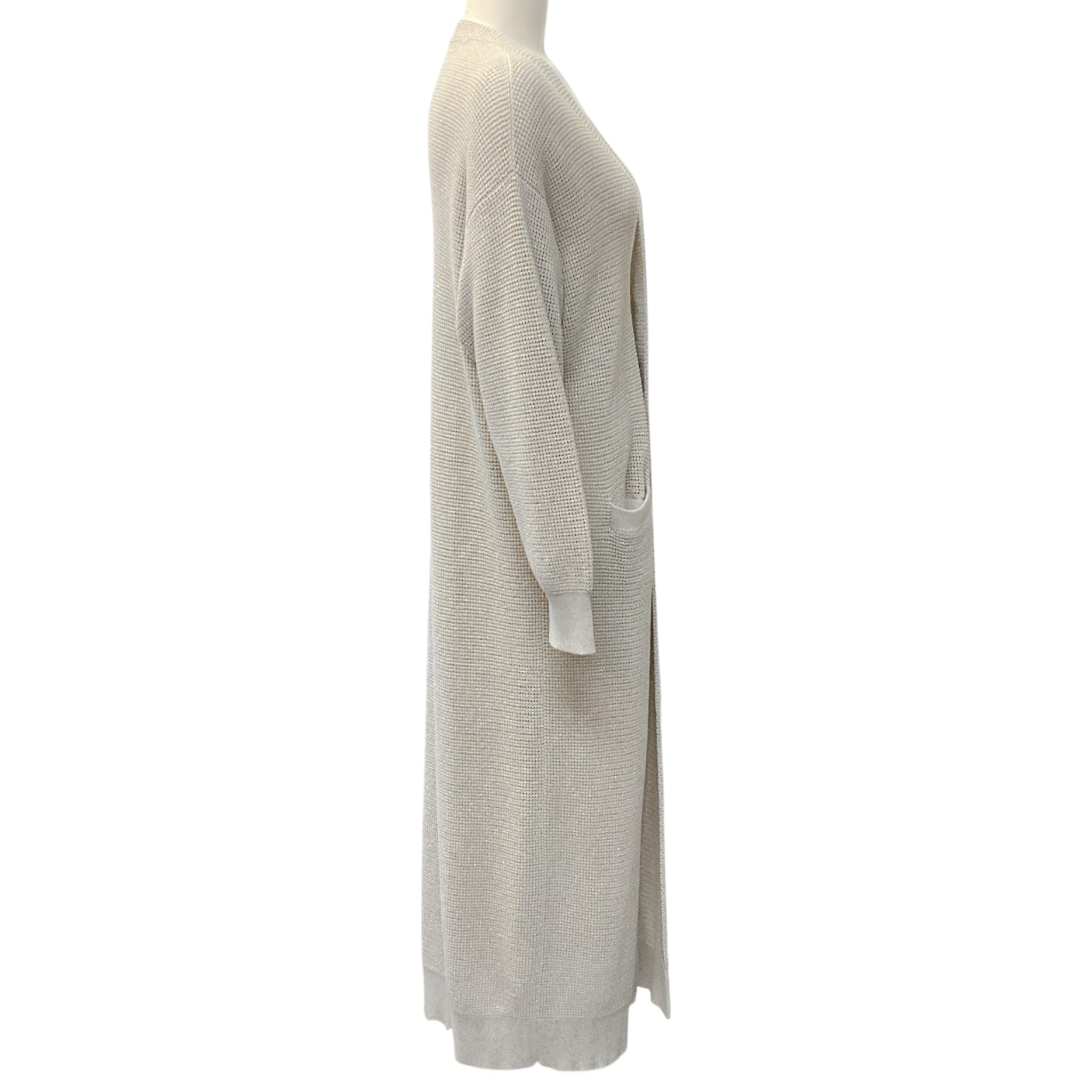 Brunello Cucinelli Beige Cotton Blend Knit Duster Sweater