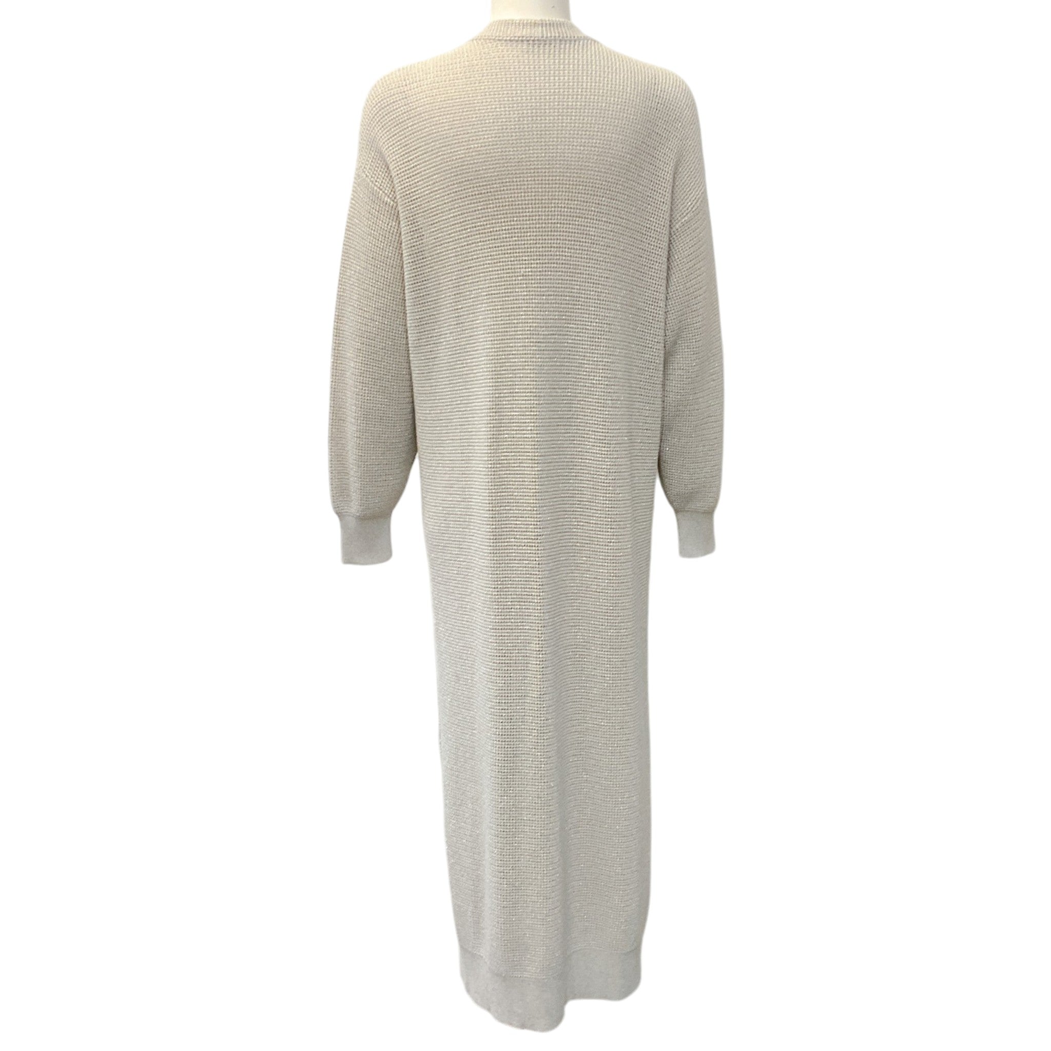 Brunello Cucinelli Beige Cotton Blend Knit Duster Sweater