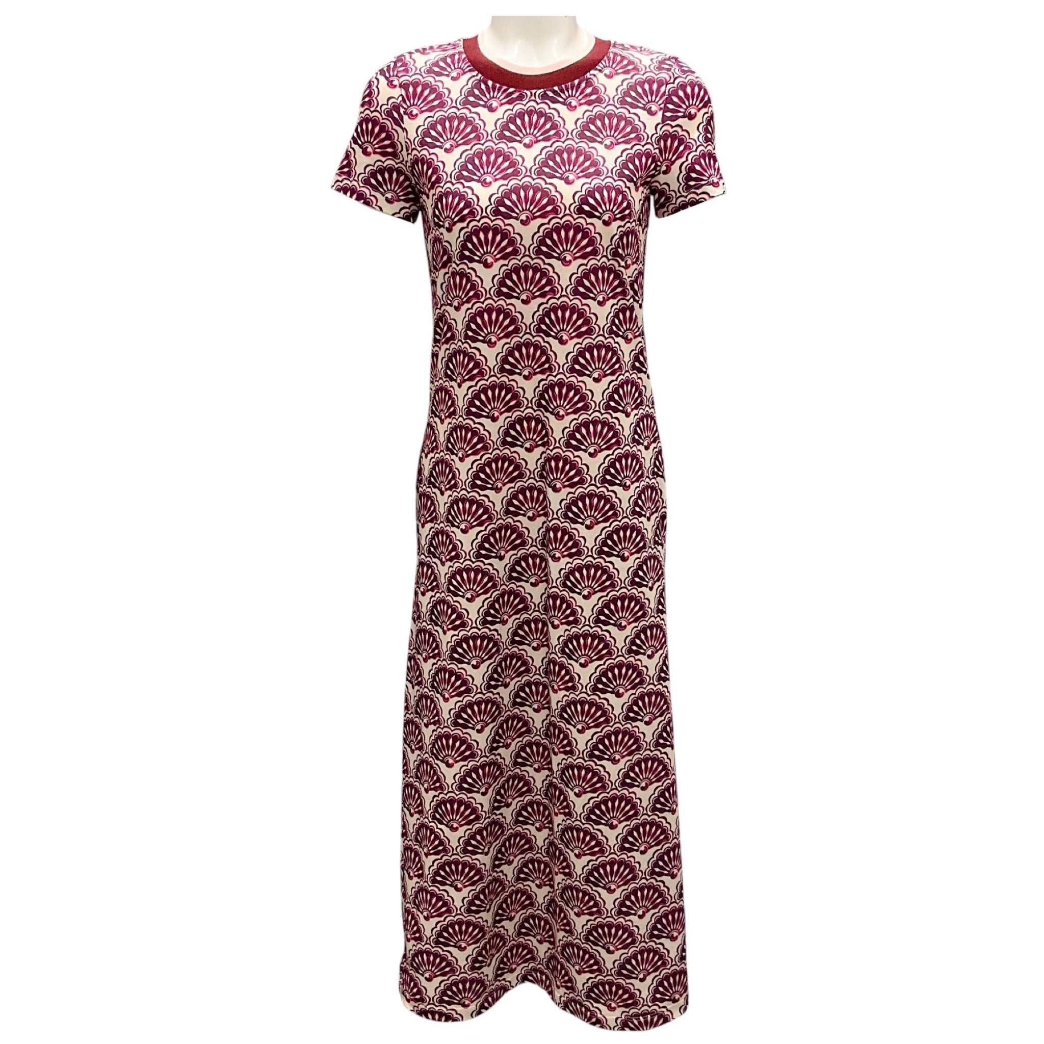 La DoubleJ Purple Fans Print Cotton Jersey Sporty Swing Dress