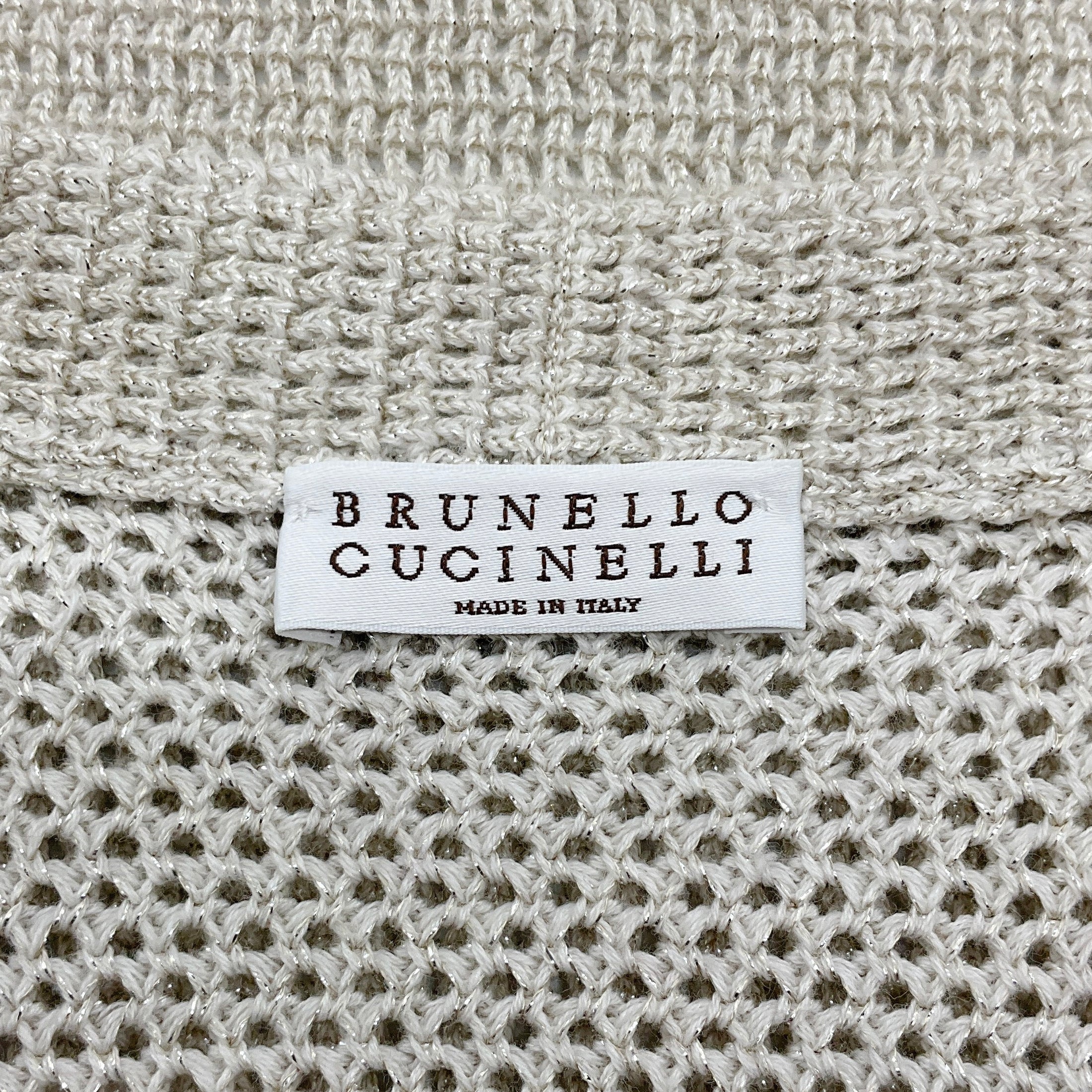Brunello Cucinelli Beige Cotton Blend Knit Duster Sweater