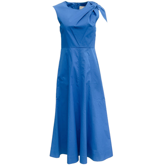 Roland Mouret Blue Cotton Tie Shoulder Detail Sleeveless Dress