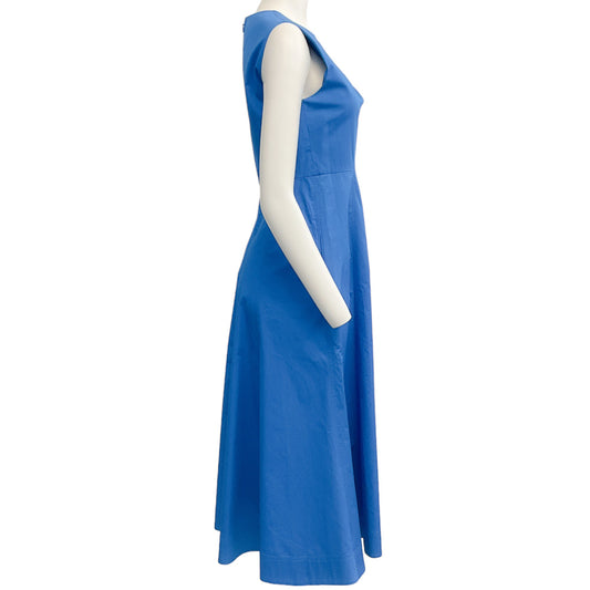 Roland Mouret Blue Cotton Tie Shoulder Detail Sleeveless Dress