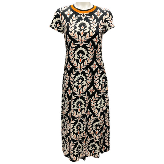 La DoubleJ Black / Orange Print Cotton Jersey Sporty Swing Dress