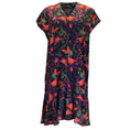 Load image into Gallery viewer, Paul Smith Black / Red / Purple Multi Floral Printed Short Sleeved V-Neck Midi Dress
