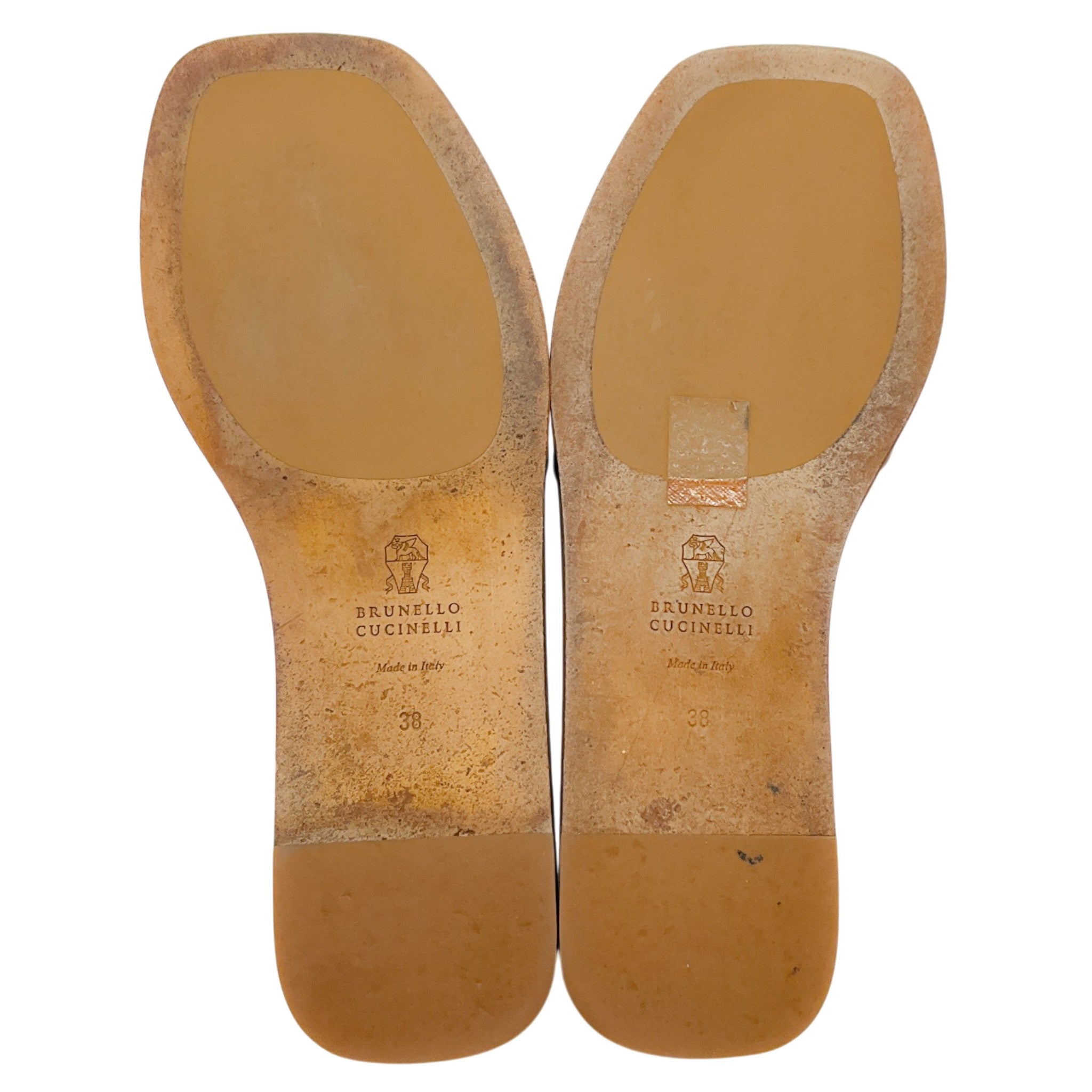 Brunello Cucinelli Black Leather Slide Sandals with Monili