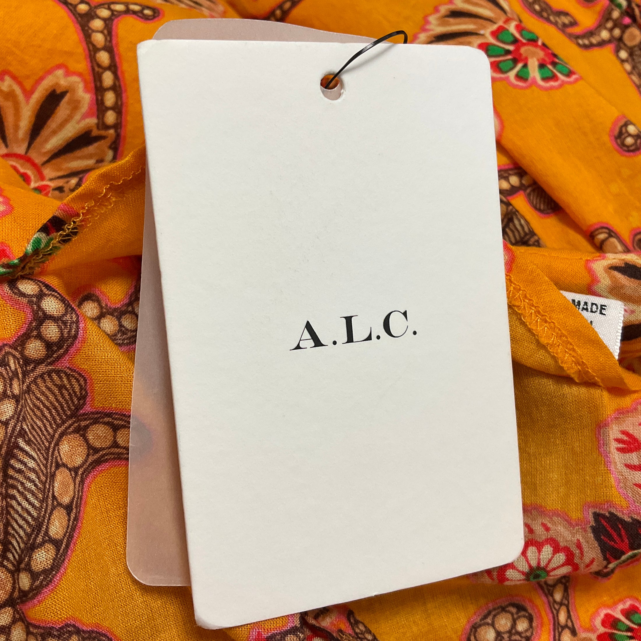 A.L.C. Yellow Sayer Cotton Voile V-Neck Midi Dress