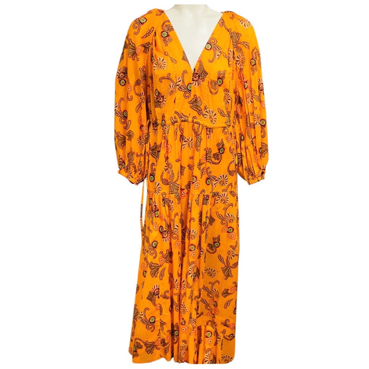A.L.C. Yellow Sayer Cotton Voile V-Neck Midi Dress