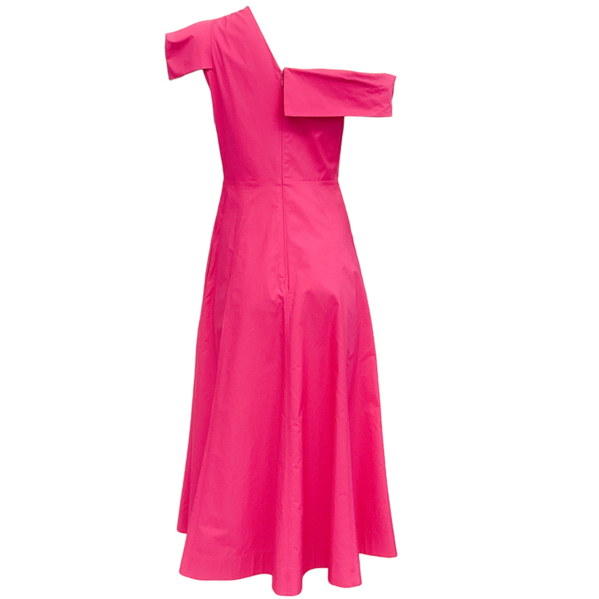 Roland Mouret Hot Pink Cotton Off Shoulder Dress