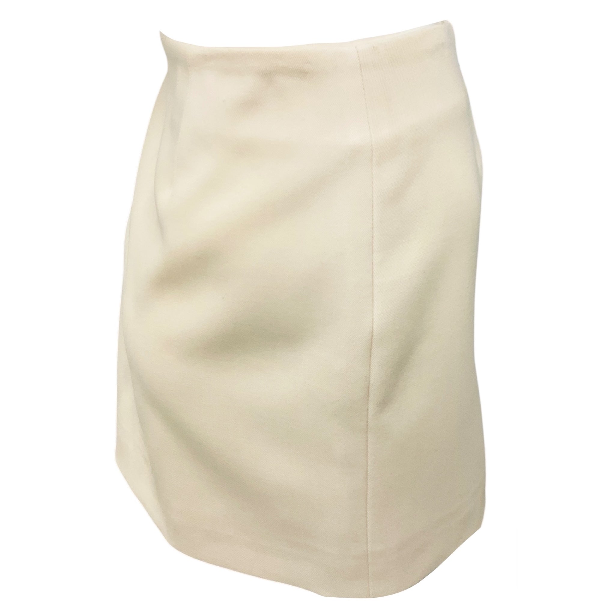 Area Cream Crystal Embellished Wool Twill Mini Skirt