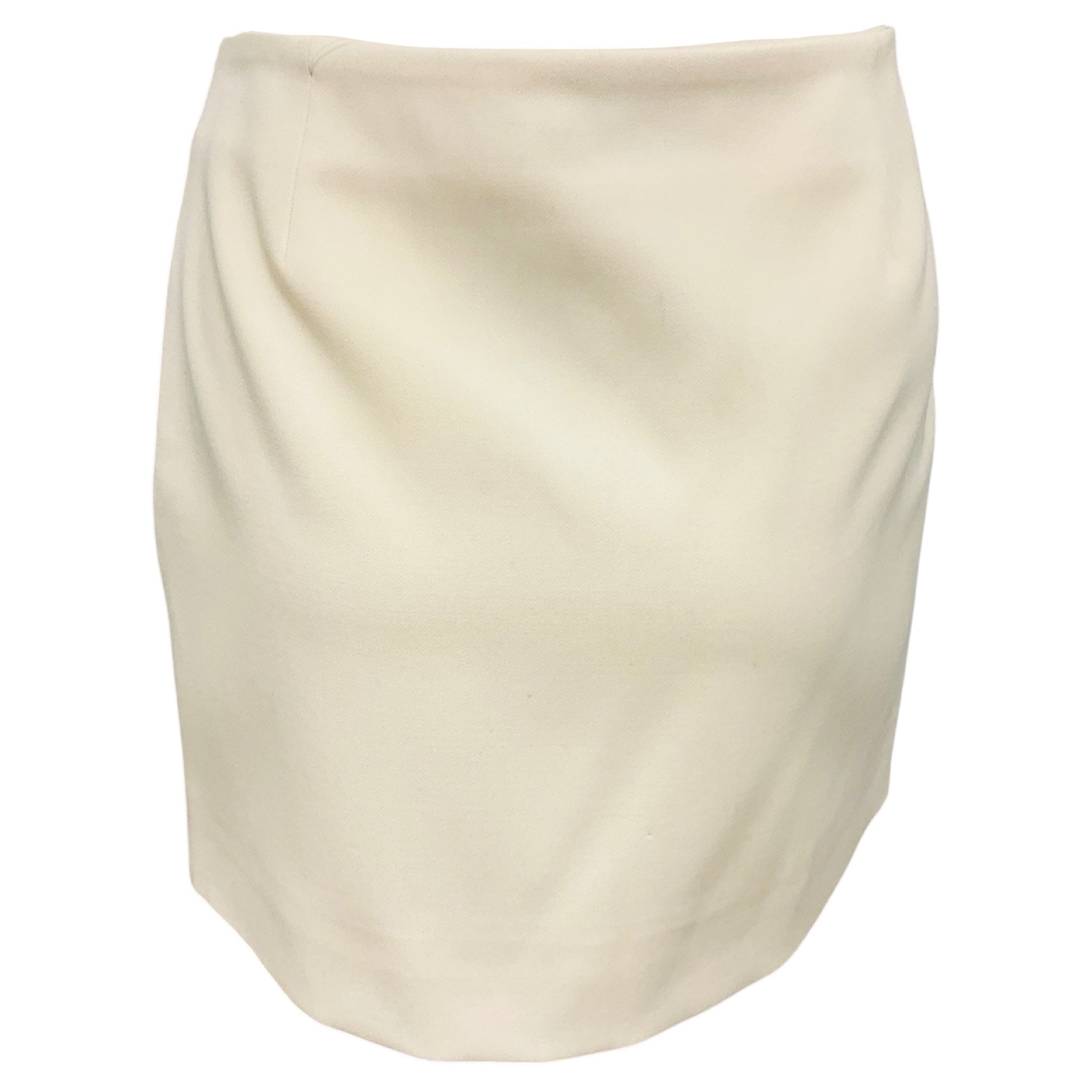 Area Cream Crystal Embellished Wool Twill Mini Skirt