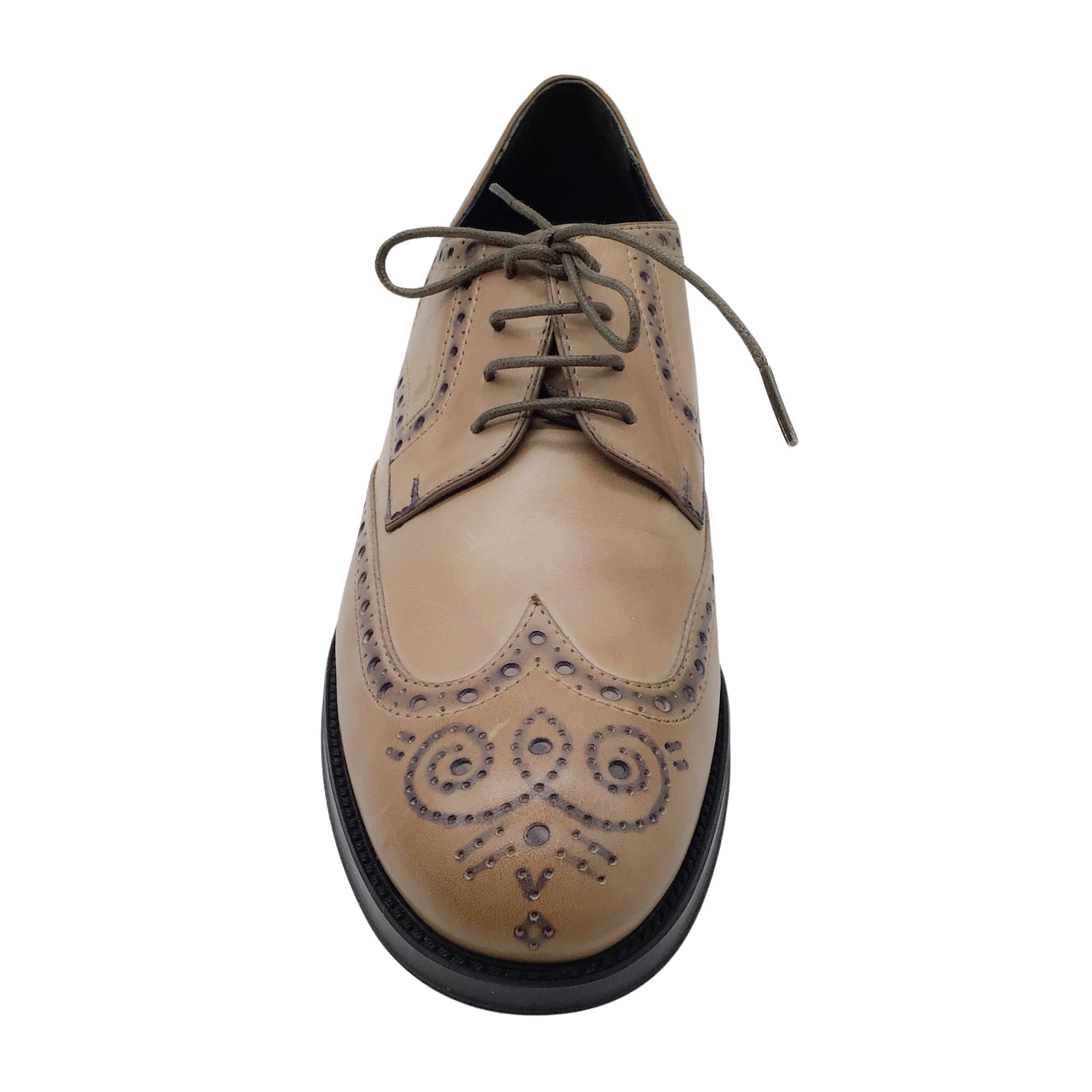 Tod's Taupe Leather Lace-Up Oxford Shoes