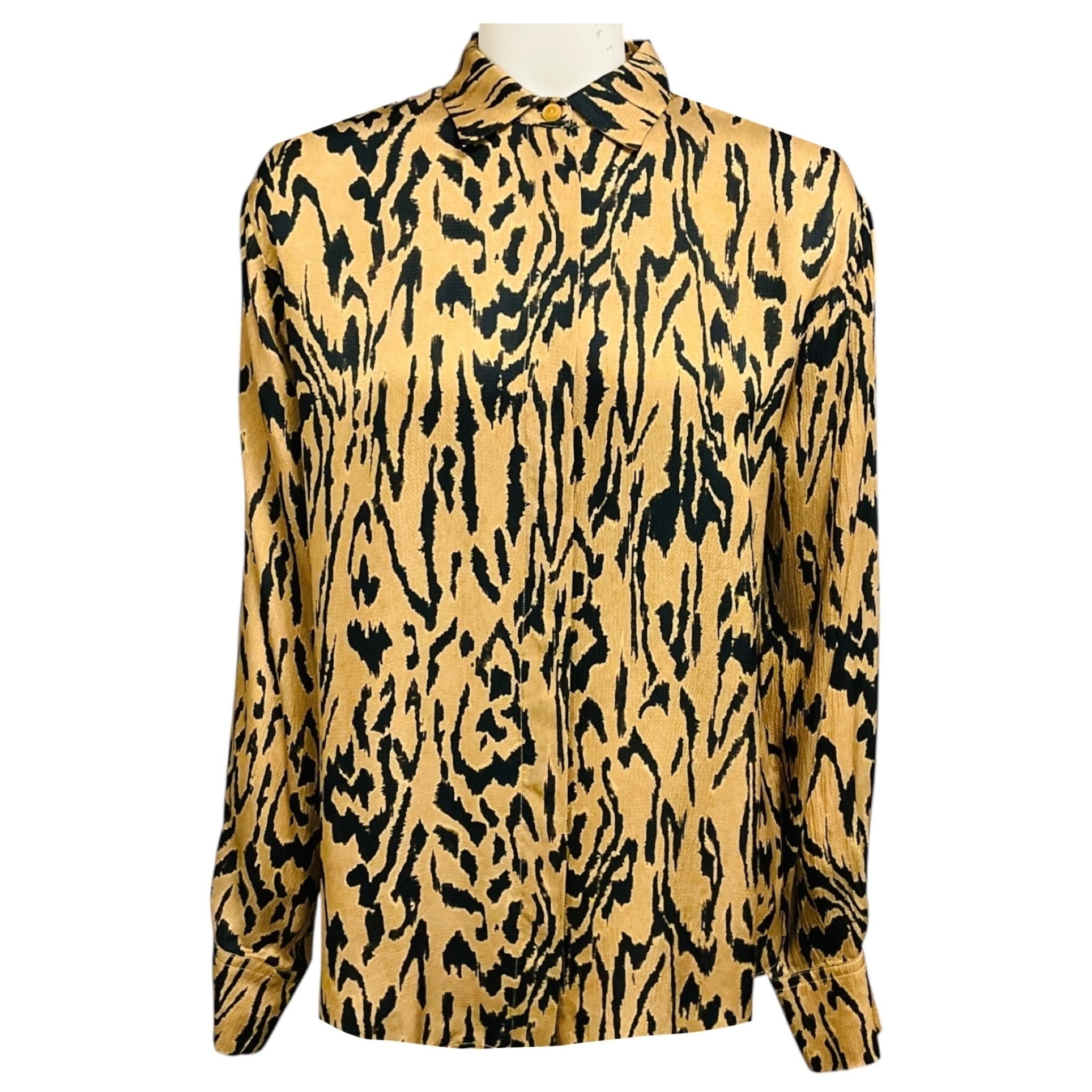 forte_forte Tan / Black Printed Oversized Honey Blouse