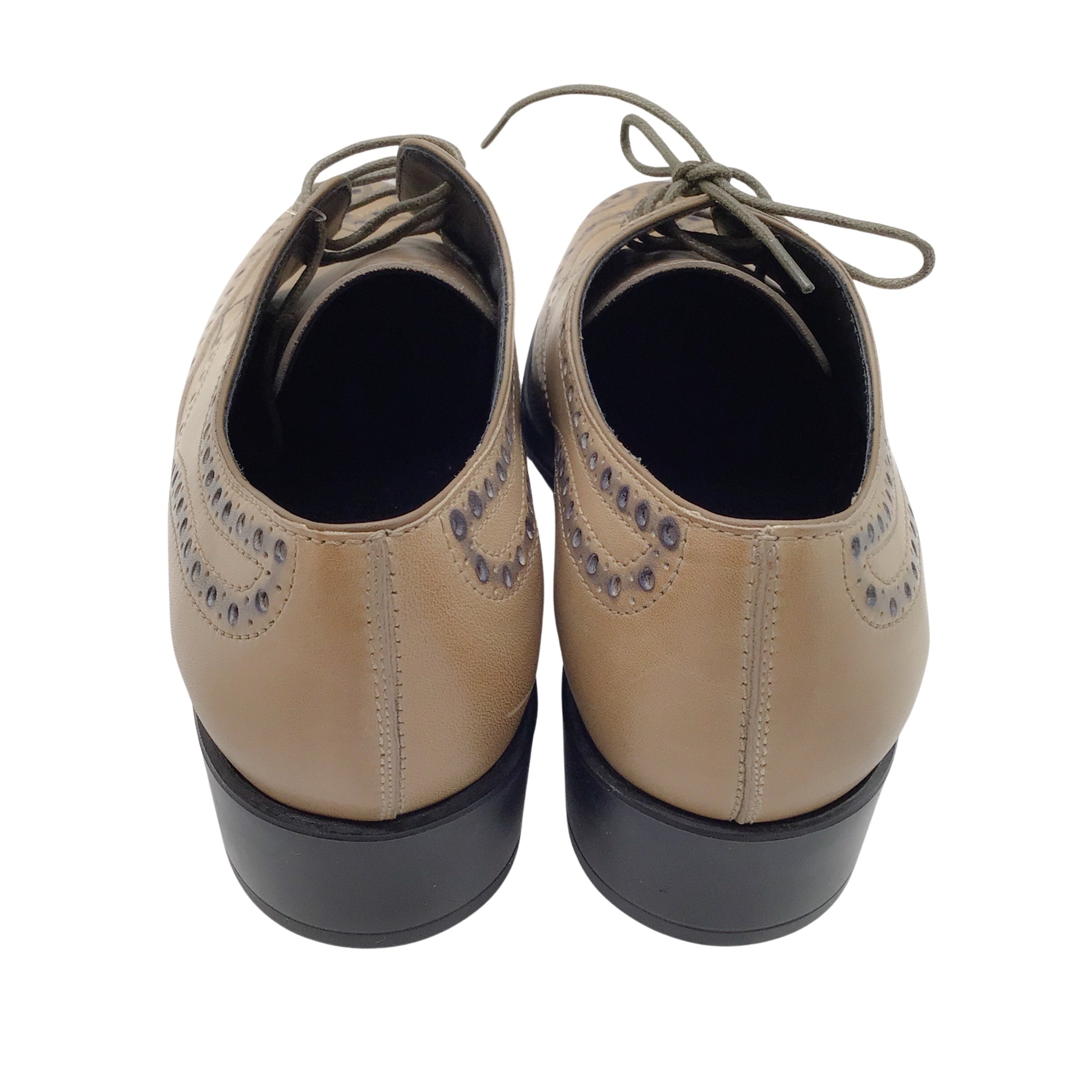 Tod's Taupe Leather Lace-Up Oxford Shoes