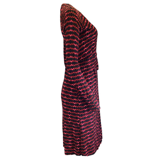 Gucci Red / Black Circle Print Long Sleeved Jersey Wrap Dress