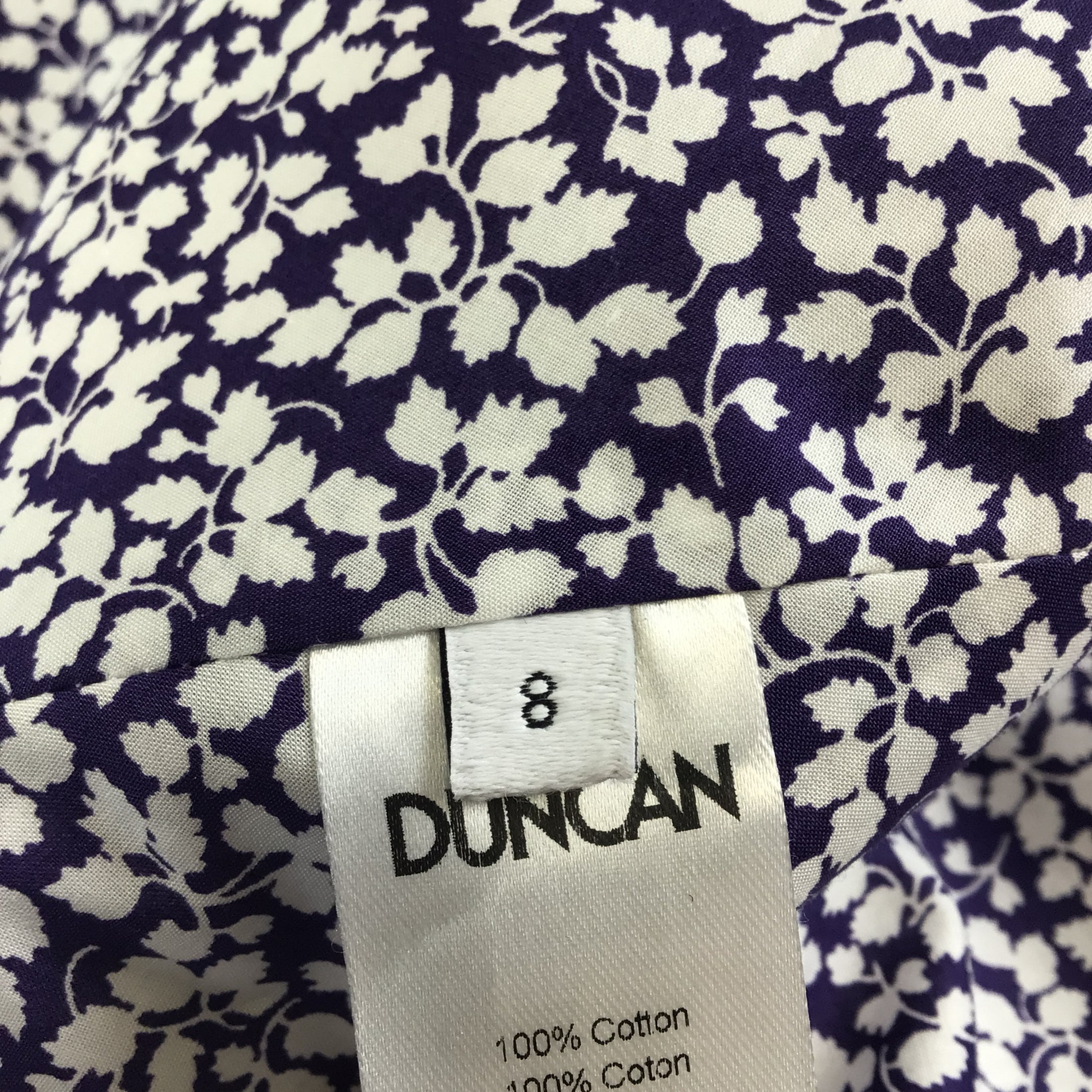 Duncan Purple / White Printed Sleeveless Cotton A-Line Dress