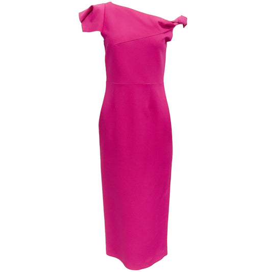 Roland Mouret Hot Pink Wool Off Shoulder Dress