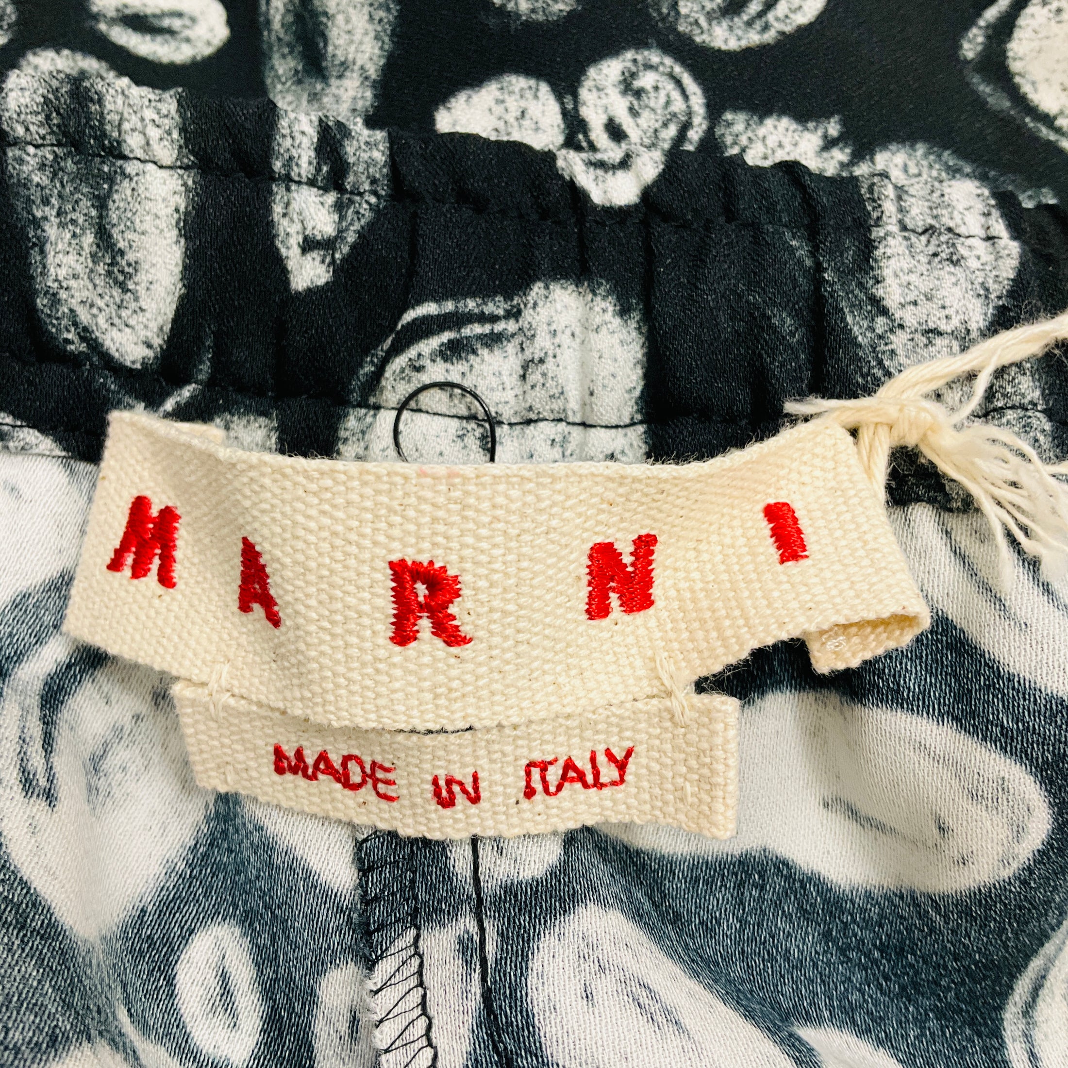 Marni Black / White Blooming Envers Satin Pants