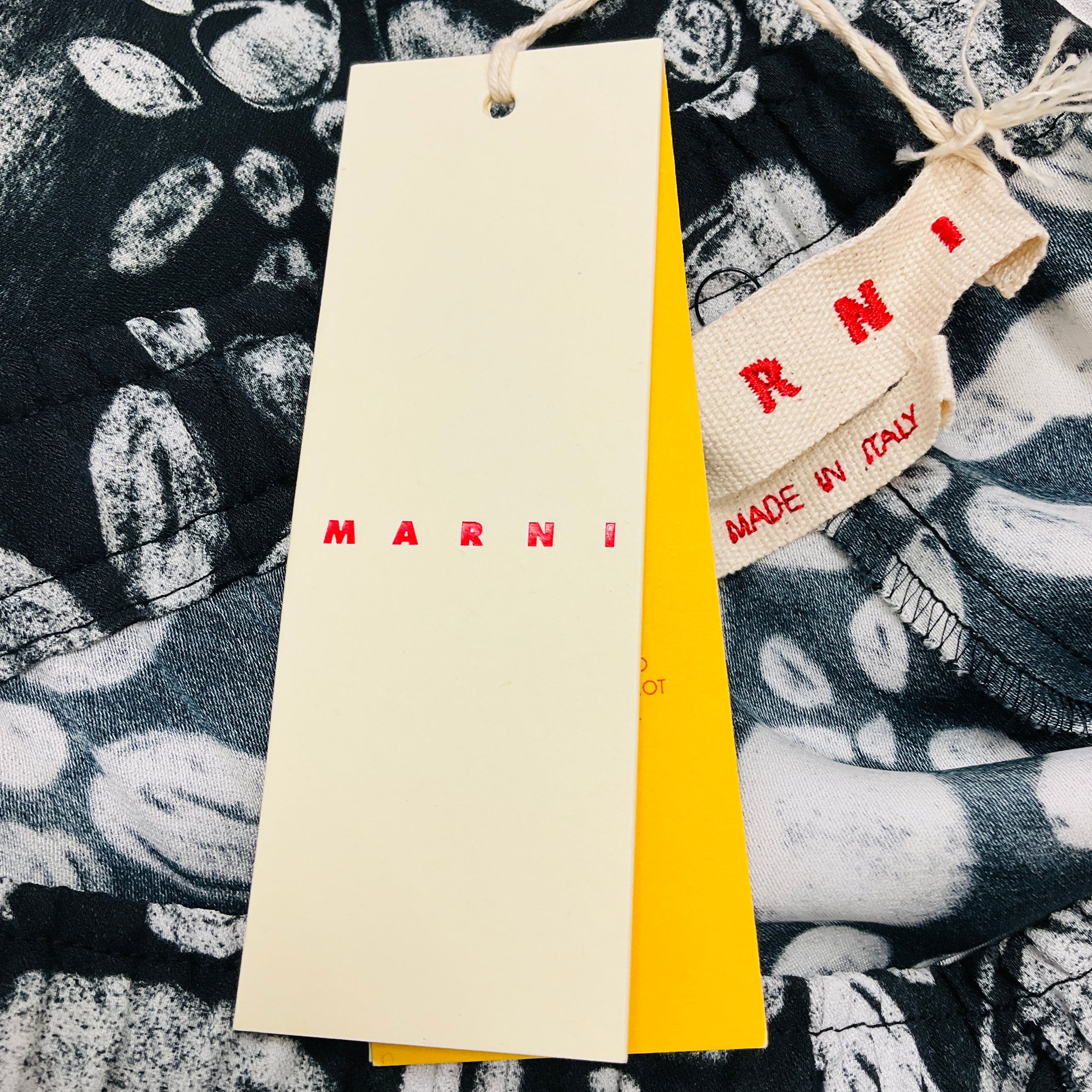 Marni Black / White Blooming Envers Satin Pants
