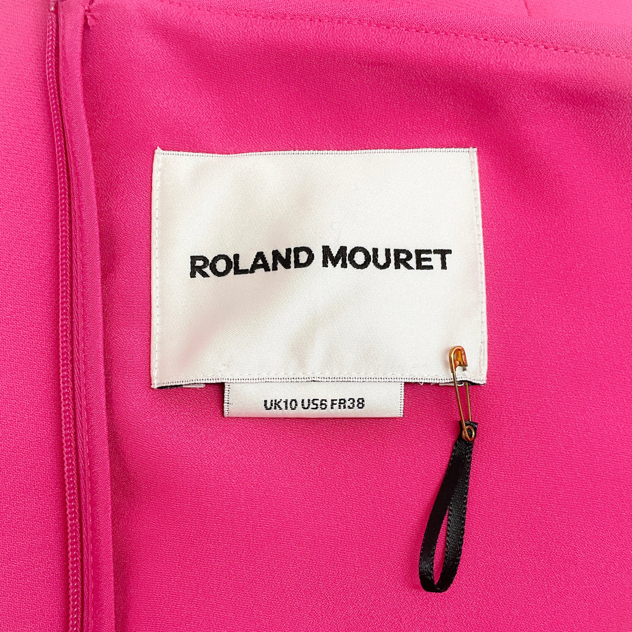 Roland Mouret Hot Pink Wool Off Shoulder Dress