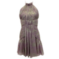 Load image into Gallery viewer, Alexis Purple / Green Leina Ruched Halter Dress
