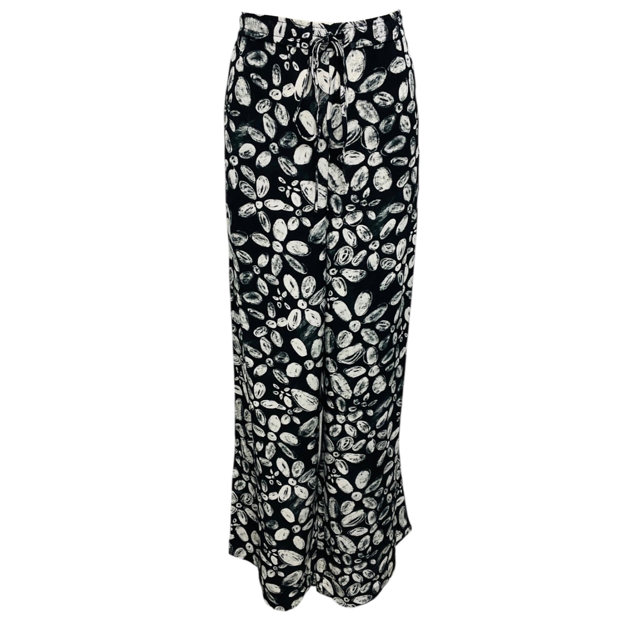 Marni Black / White Blooming Envers Satin Pants