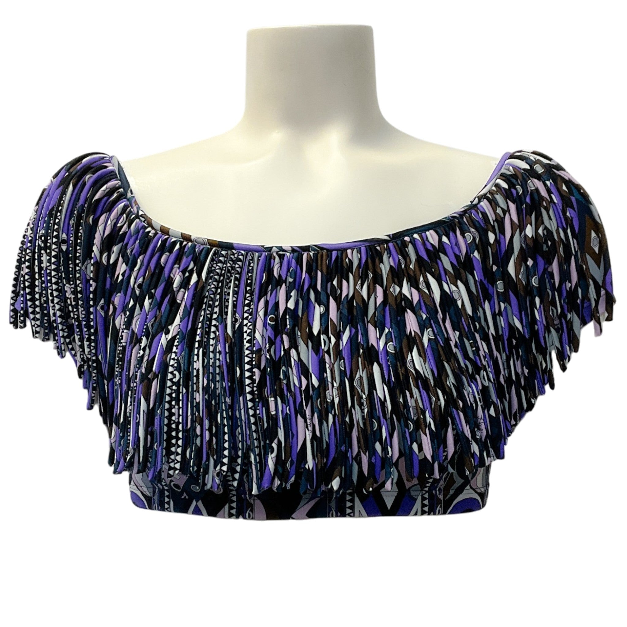 Emilio Pucci Purple Multi Cropped Fringe Top
