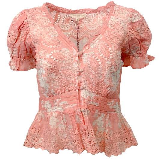Love Shack Fancy Coral Romance Annalee Top