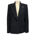 Load image into Gallery viewer, Barbara Bui Navy Blue Ribbed One Button Wool Blazer
