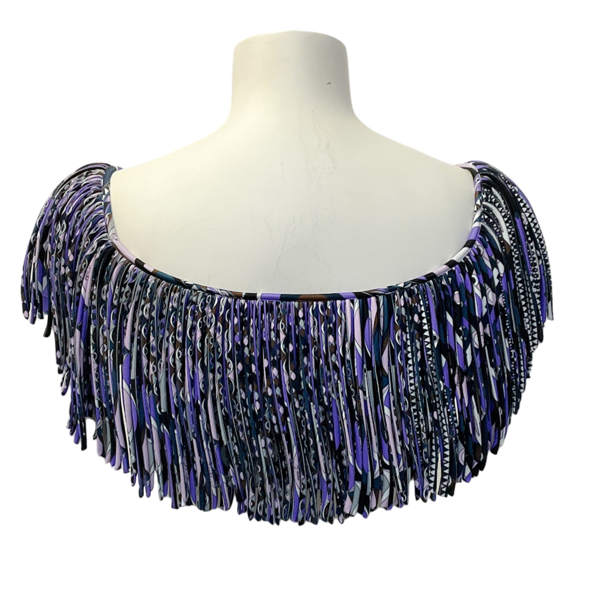 Emilio Pucci Purple Multi Cropped Fringe Top