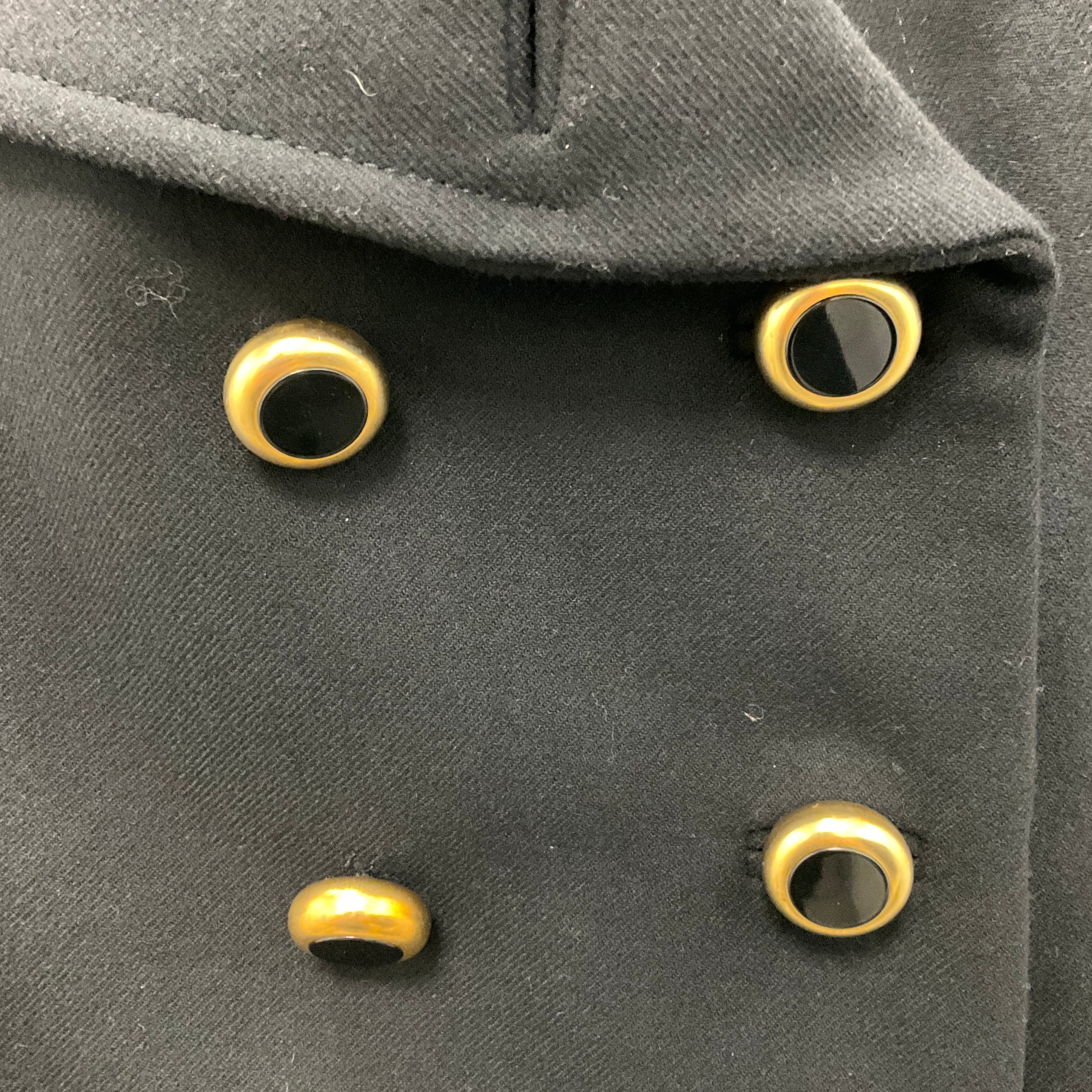 Balenciaga Black Asymmetric Buttoned Wool Coat