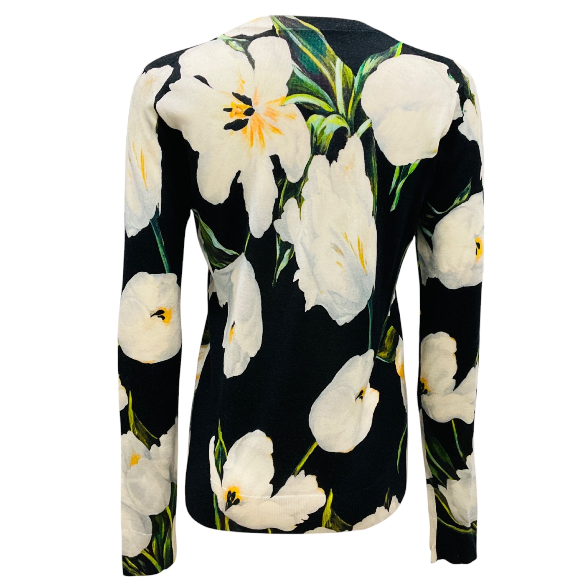 Dolce & Gabbana Black / Ivory Floral Knit Sweater