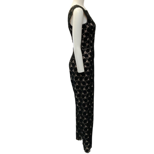 Yigal Azrouel Black Cotton Lace Hibiscus Jumpsuit