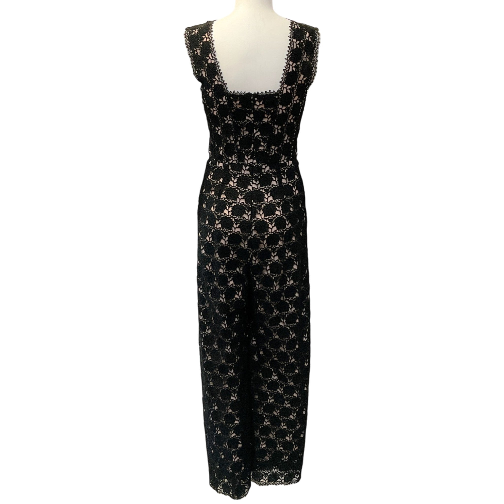 Yigal Azrouel Black Cotton Lace Hibiscus Jumpsuit